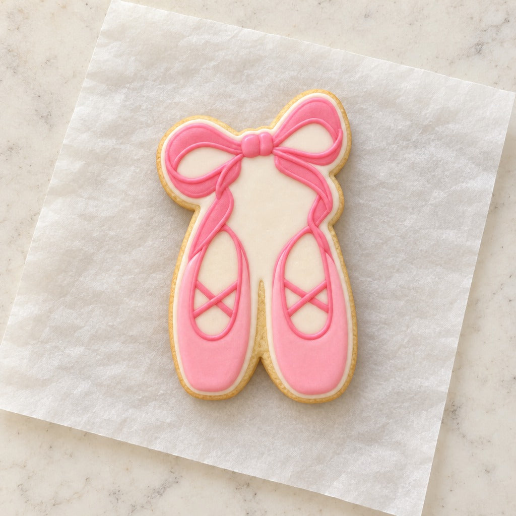 Ballet Shoes Outline Cookie Cutter (decorated cookie mockup)