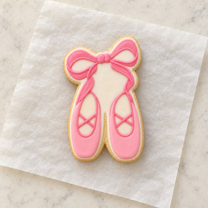 Ballet Shoes Outline Cookie Cutter (decorated cookie mockup)