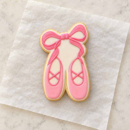 Ballet Shoes Outline Cookie Cutter (decorated cookie mockup)