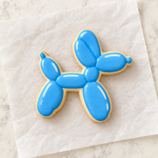 Balloon Animal Dog Cookie Cutter (decorated cookie mockup)