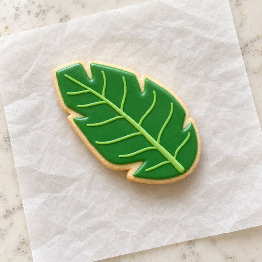 Banana Leaf Cookie Cutter (decorated cookie mockup)