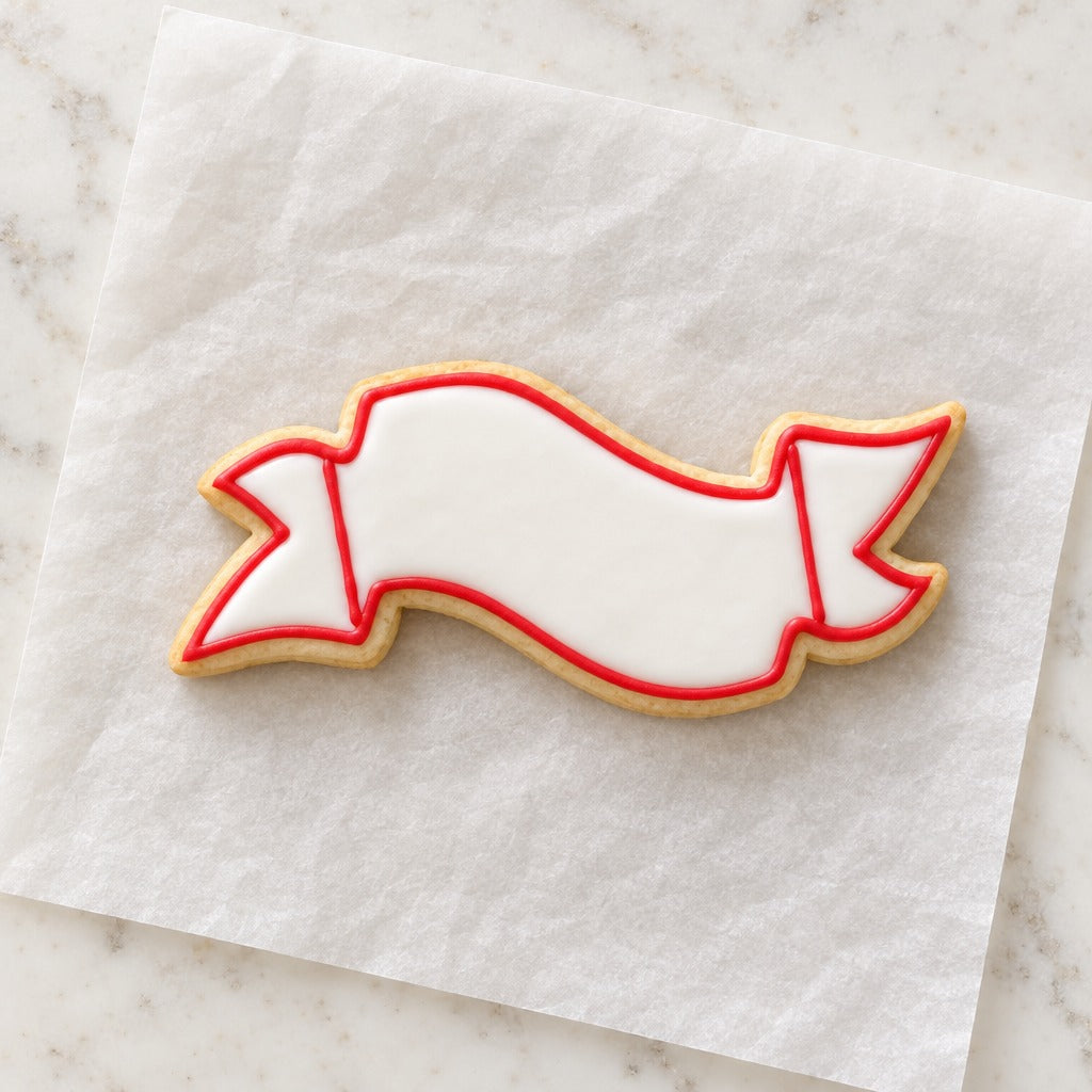 Banner Outline Cookie Cutter (decorated cookie mockup)