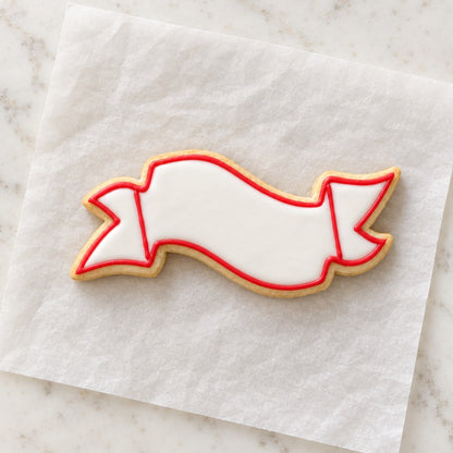 Banner Outline Cookie Cutter (decorated cookie mockup)