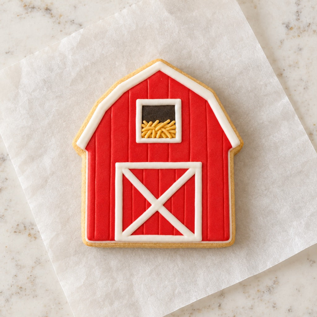 Barn Cookie Cutter (decorated cookie mockup)