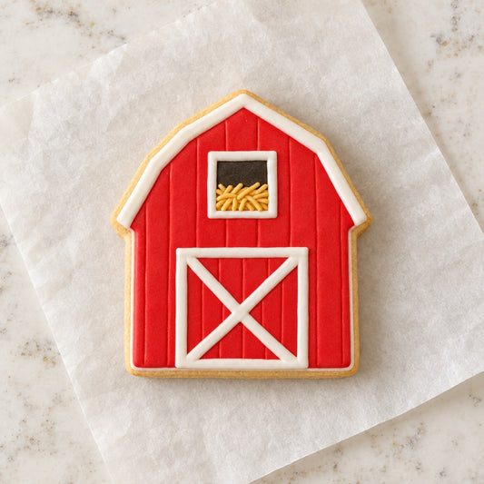 Barn Cookie Cutter (decorated cookie mockup)