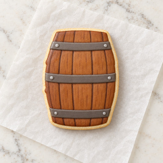 Barrel Outline Cookie Cutter (decorated cookie mockup)