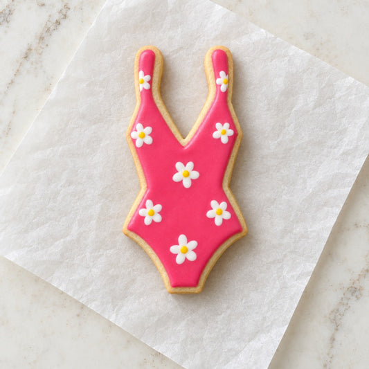 Bathing Suit Cookie Cutter (decorated cookie mockup)
