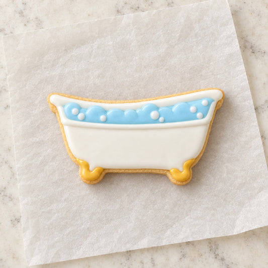 Bathtub Outline Cookie Cutter (decorated cookie mockup)