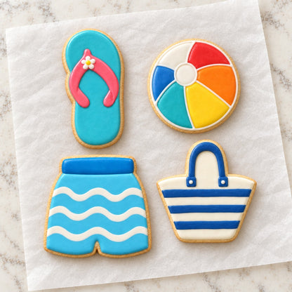 Beach Cookie Cutter Set (decorated cookie mockup)