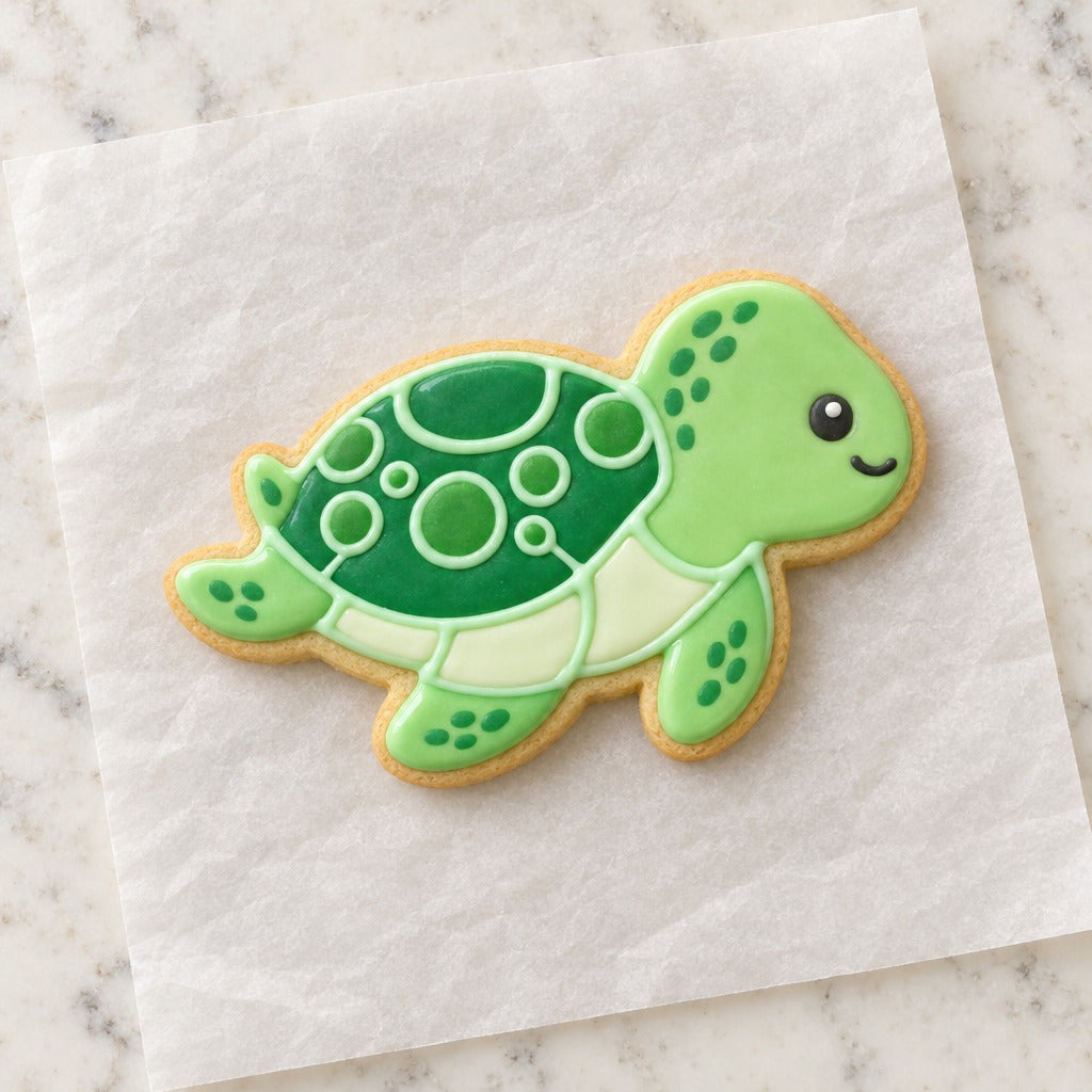 Beach Sea Turtle Cookie Cutter (decorated cookie mockup)