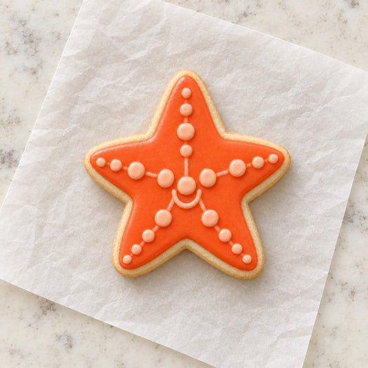 Beach Starfish Cookie Cutter (decorated cookie mockup)