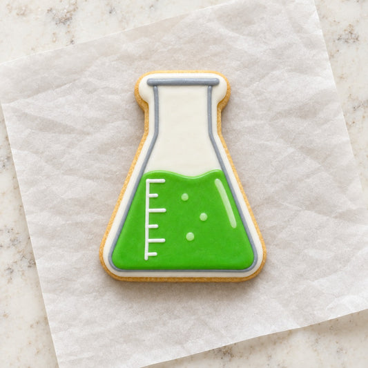 Beaker Cookie Cutter (decorated cookie mockup)