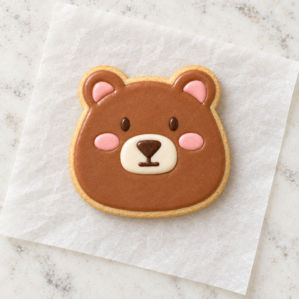 Bear Face Cookie Cutter (decorated cookie mockup)