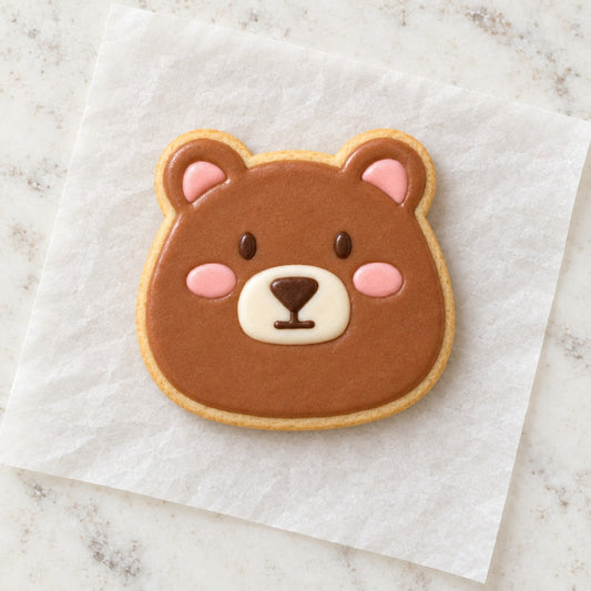 Bear Face Cookie Cutter (decorated cookie mockup)