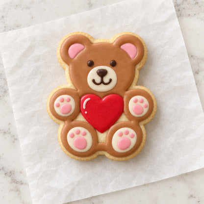 Bear Heart Cookie Cutter (decorated cookie mockup)