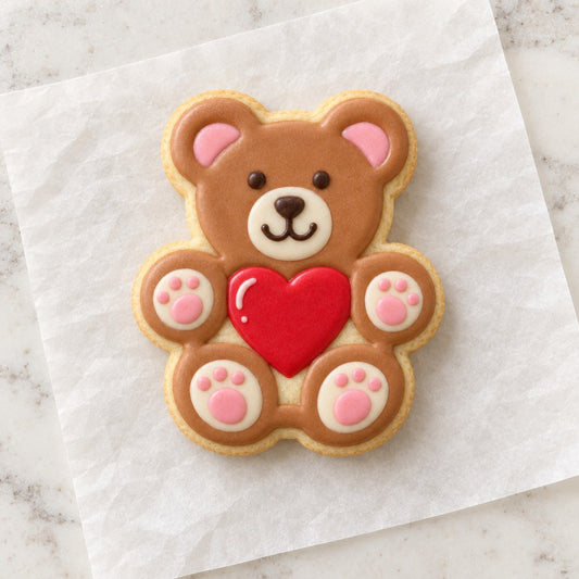 Bear Heart Cookie Cutter (decorated cookie mockup)