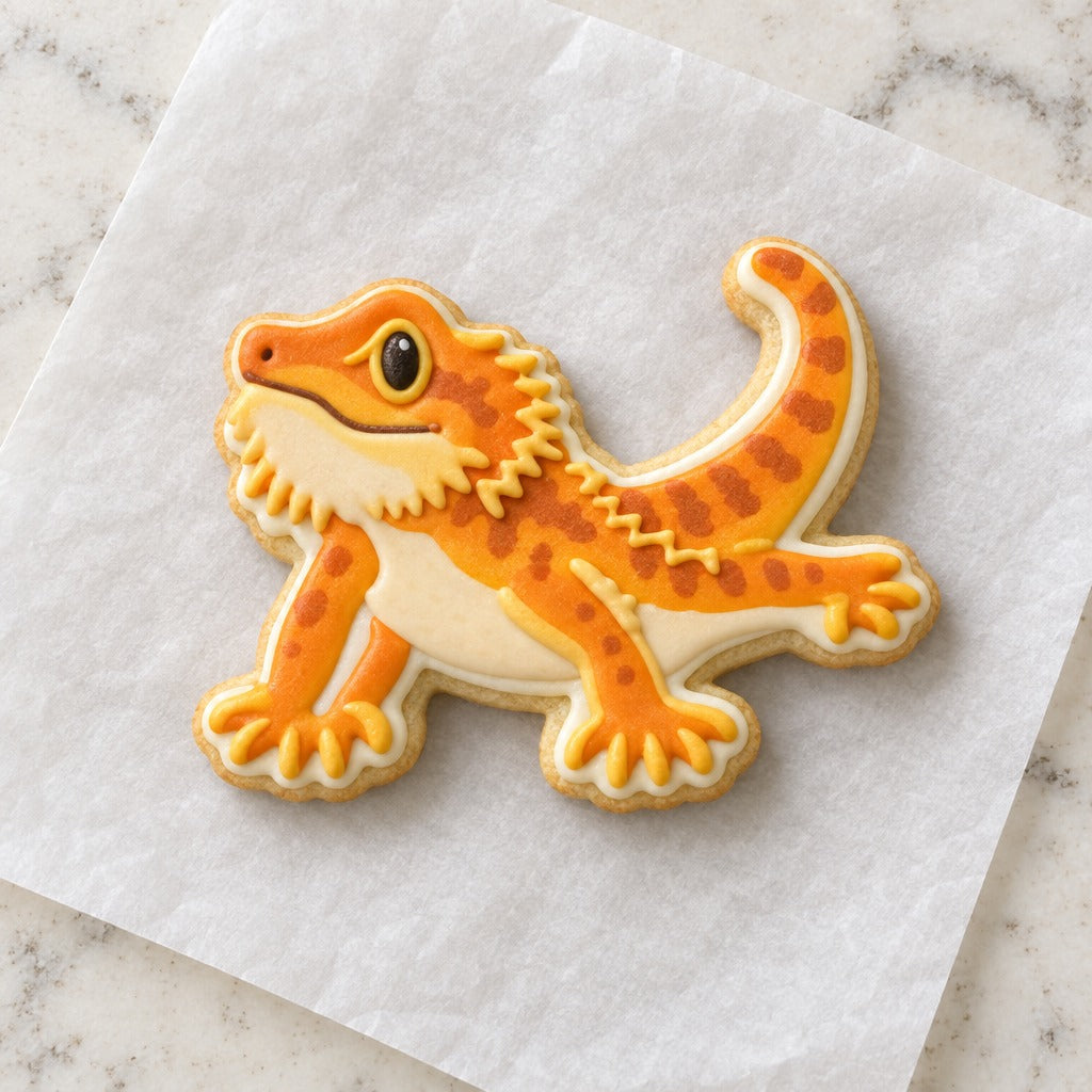 Bearded Dragon Cookie Cutter (decorated cookie mockup)