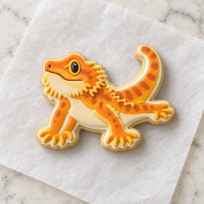 Bearded Dragon Cookie Cutter (decorated cookie mockup)