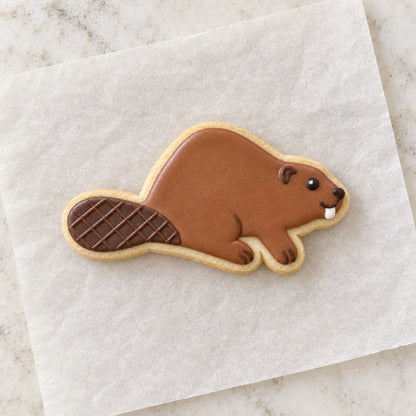 Beaver Outline Cookie Cutter (decorated cookie mockup)
