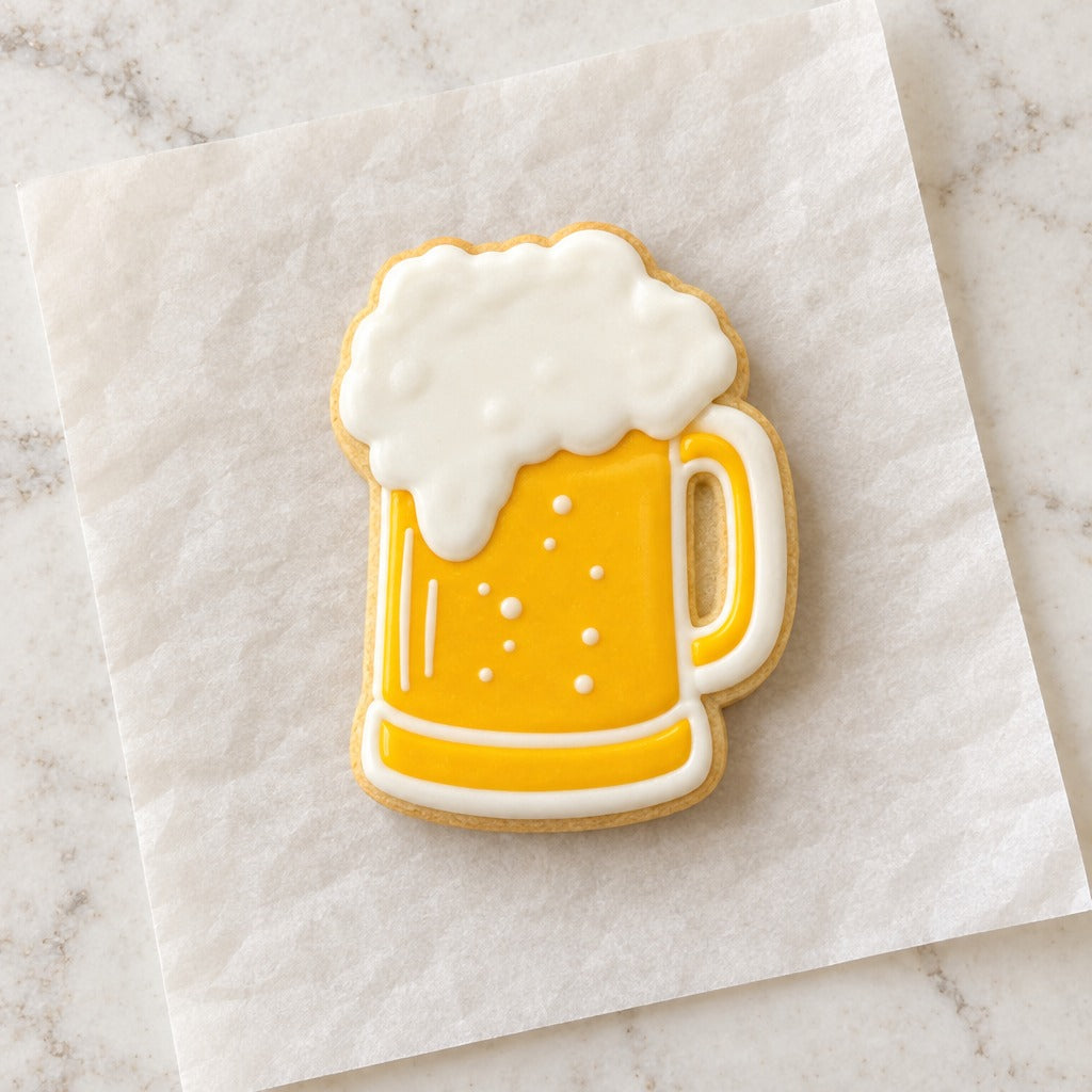 Beer Mug Cookie Cutter (decorated cookie mockup)
