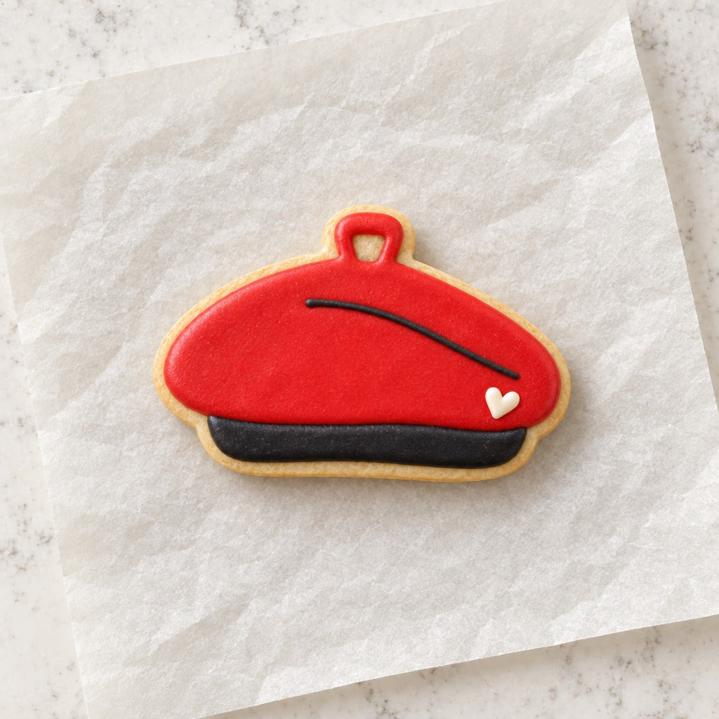 Beret Cookie Cutter (decorated cookie mockup)