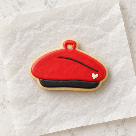 Beret Cookie Cutter (decorated cookie mockup)