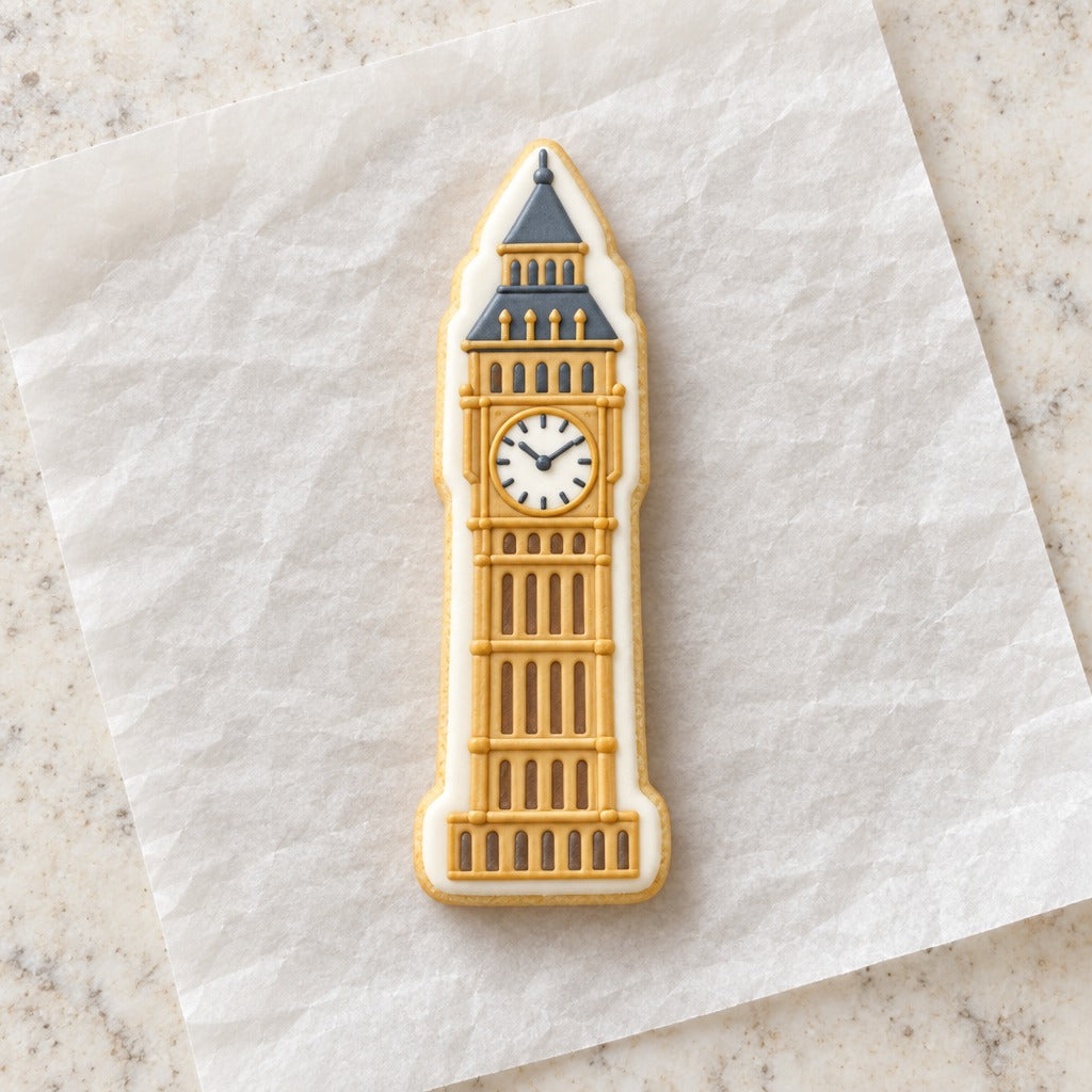 Big Ben Cookie Cutter (decorated cookie mockup)