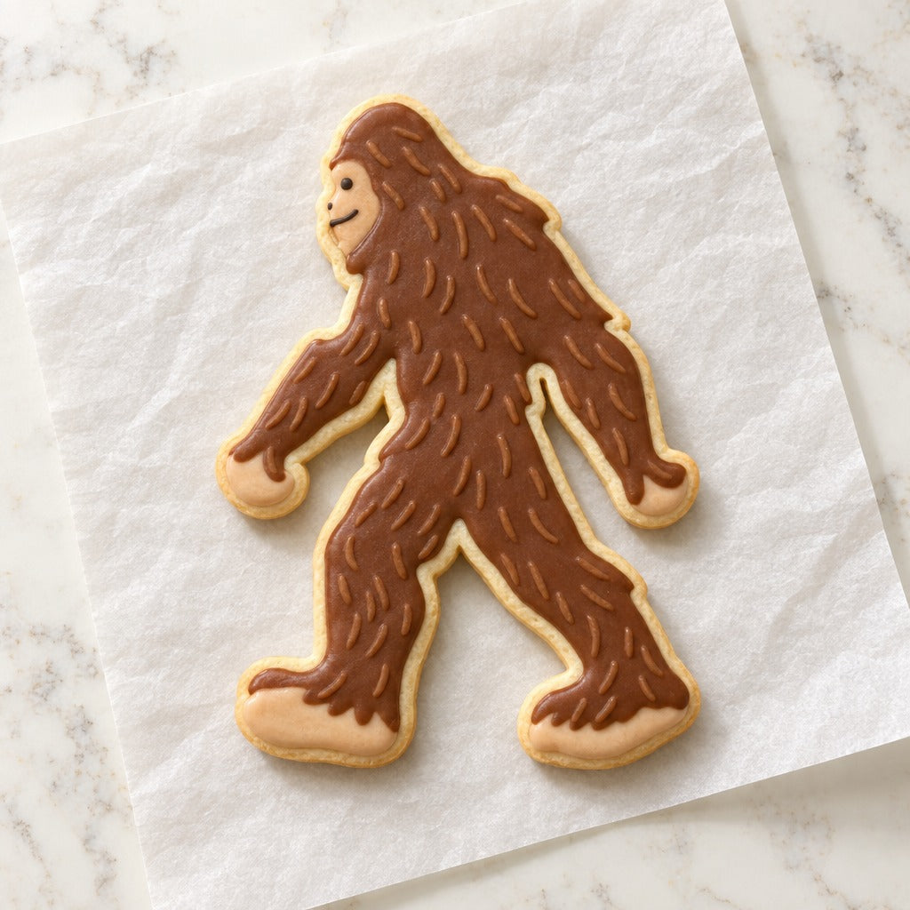 Bigfoot Cookie Cutter (decorated cookie mockup)