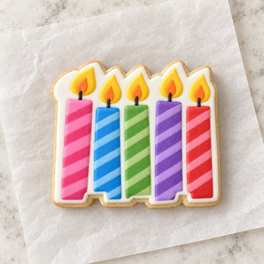 Birthday Candles Cookie Cutter (decorated cookie mockup)
