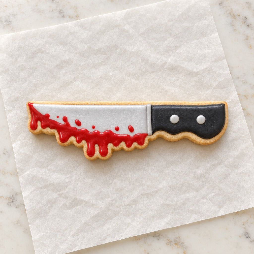 Bloody Knife Cookie Cutter (decorated cookie mockup)
