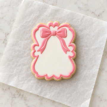 Bow Frame Outline Cookie Cutter (decorated cookie mockup)