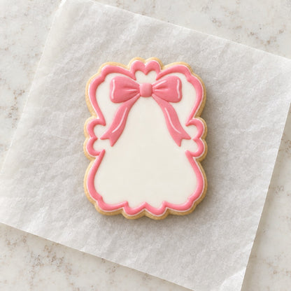 Bow Frame Outline Cookie Cutter (decorated cookie mockup)