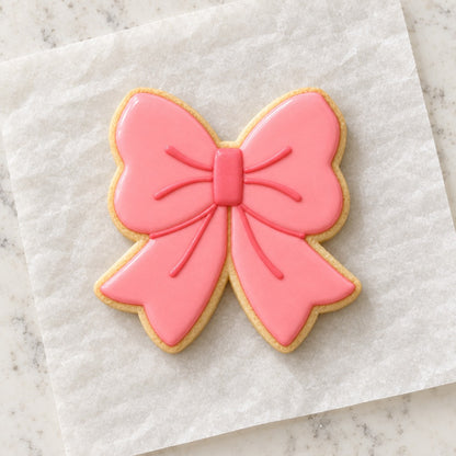Bow Outline Cookie Cutter (decorated cookie mockup)