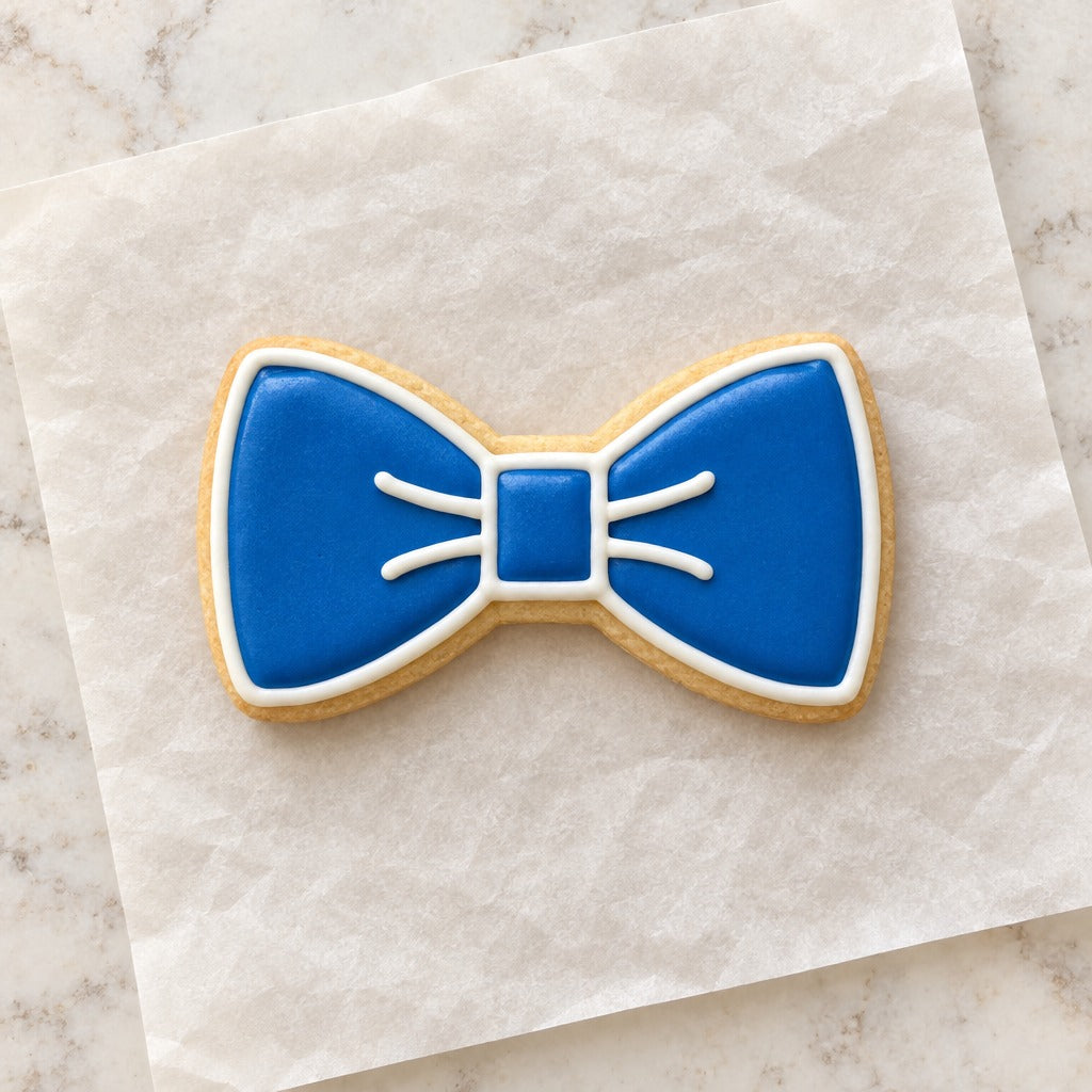Bow Tie Cookie Cutter (decorated cookie mockup)