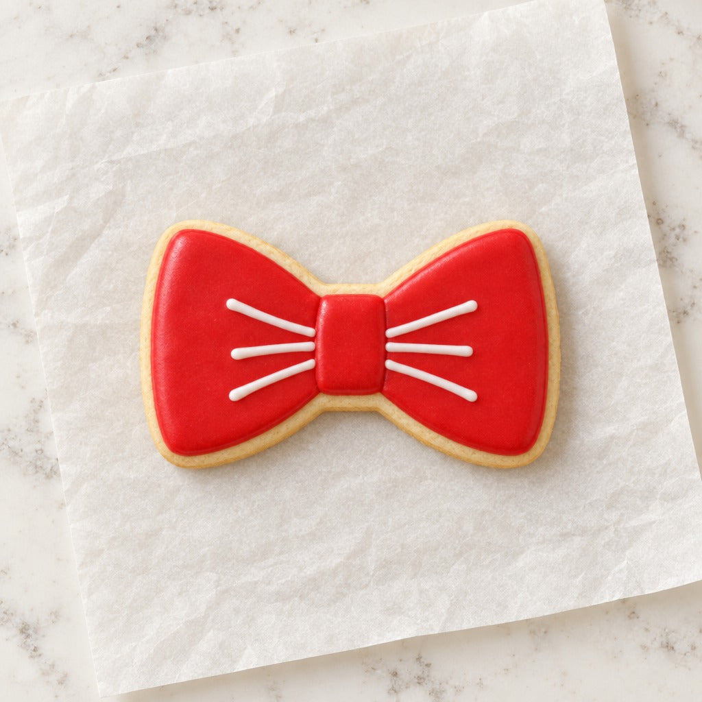 Bow Tie Outline Cookie Cutter (decorated cookie mockup)