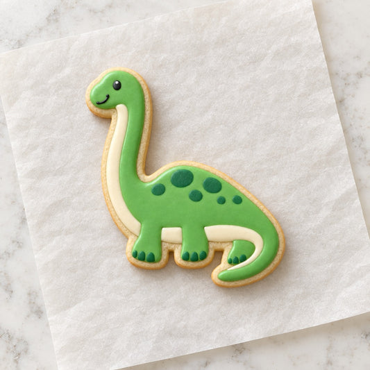 Brachiosaurus Cookie Cutter (decorated cookie mockup)