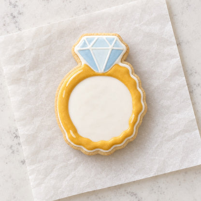 Bridal Diamond Ring Cookie Cutter (decorated cookie mockup)