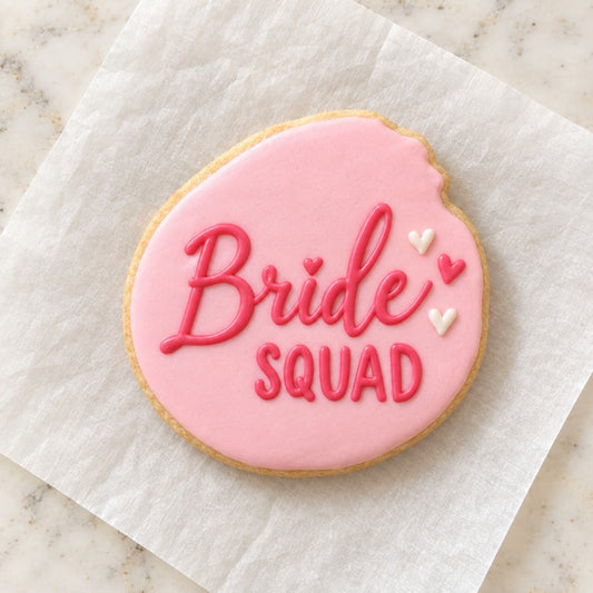 Bride Squad Cookie Cutter (decorated cookie mockup)