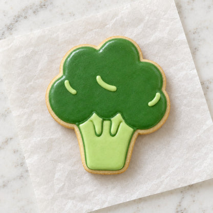 Broccoli Cookie Cutter (decorated cookie mockup)
