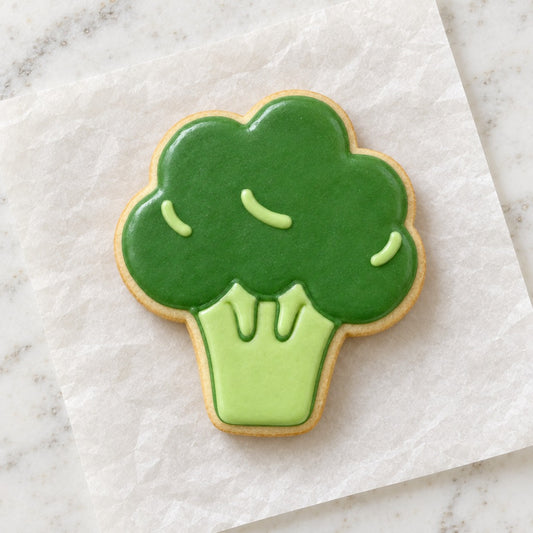 Broccoli Cookie Cutter (decorated cookie mockup)