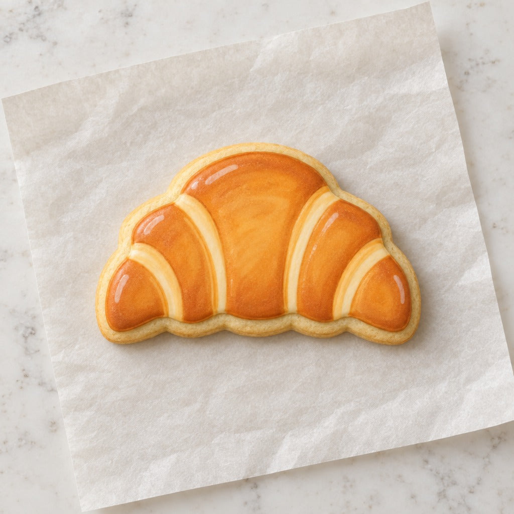 Brunch Croissant Cookie Cutter (decorated cookie mockup)