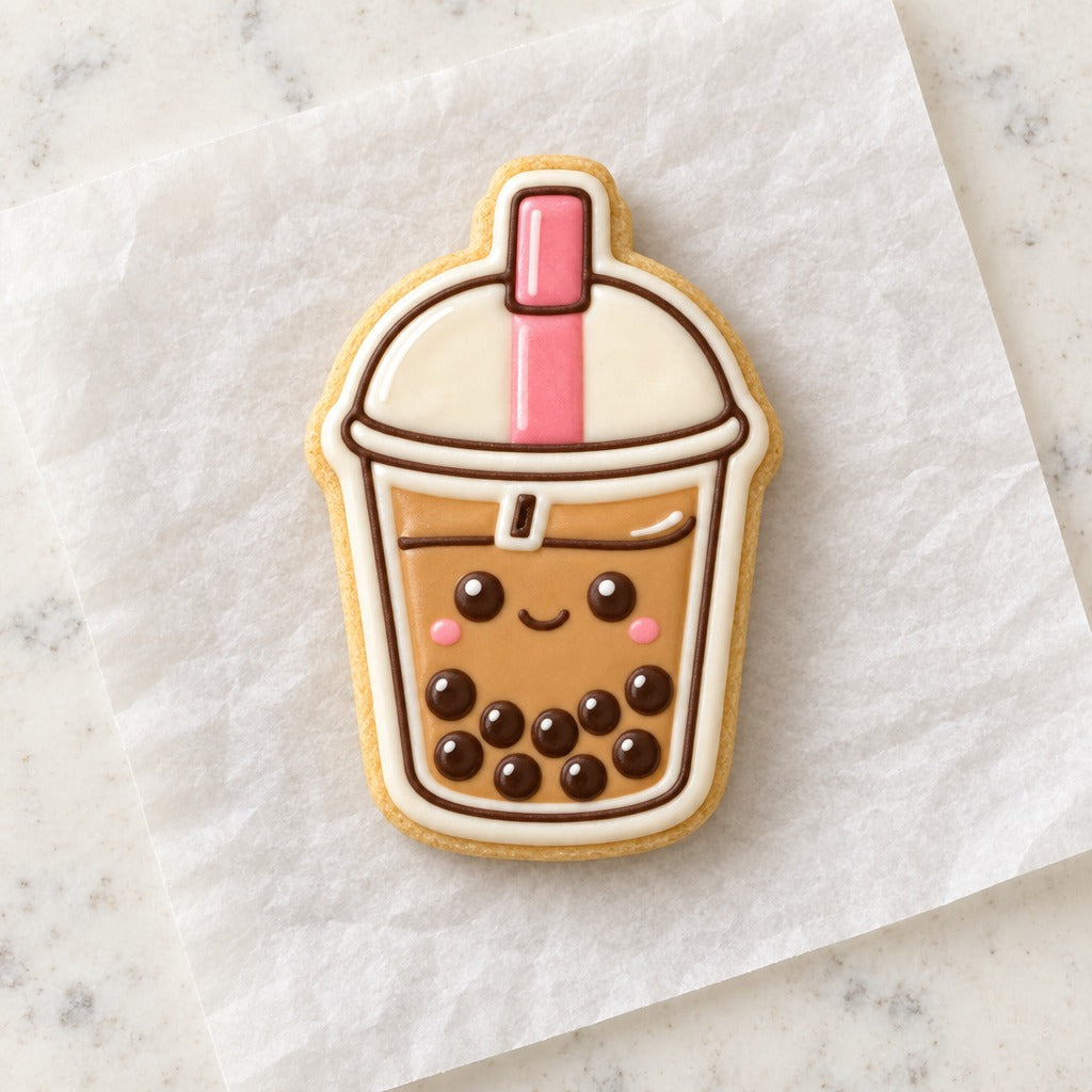 Bubble Tea Cookie Cutter (decorated cookie mockup)