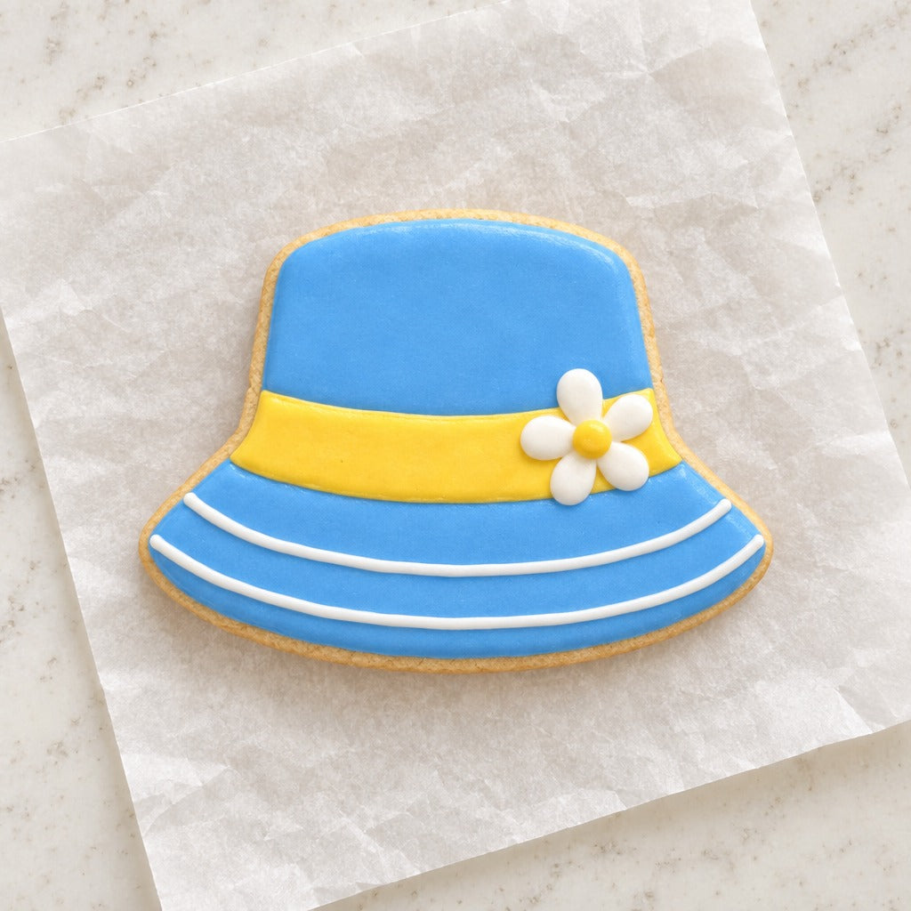 Bucket Hat Outline Cookie Cutter (decorated cookie mockup)