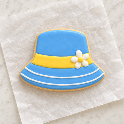 Bucket Hat Outline Cookie Cutter (decorated cookie mockup)