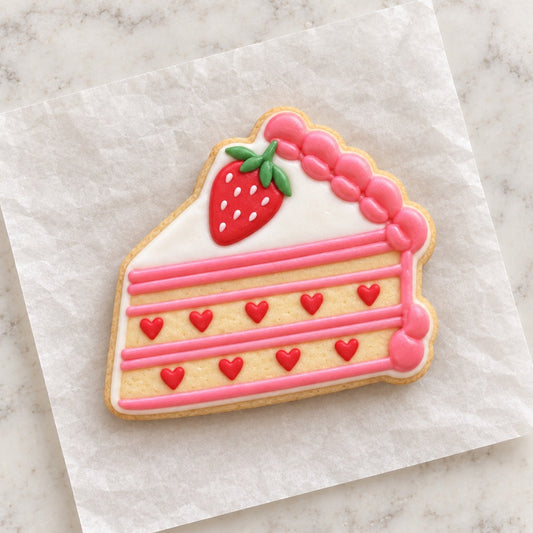 Cake Slice Detailed Cookie Cutter (decorated cookie mockup)