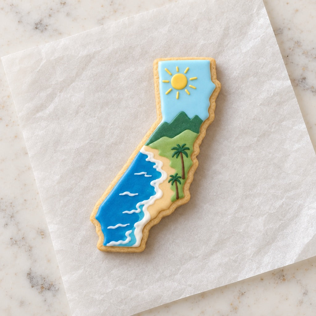 California State Cookie Cutter (decorated cookie mockup)