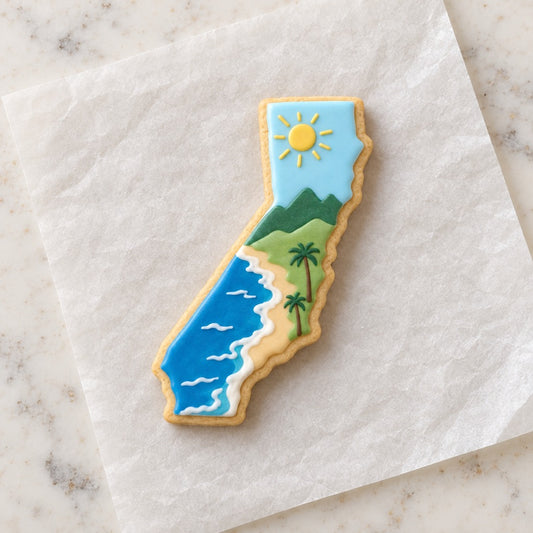 California State Cookie Cutter (decorated cookie mockup)