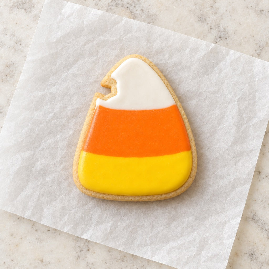 Candy Corn Bite Cookie Cutter (decorated cookie mockup)