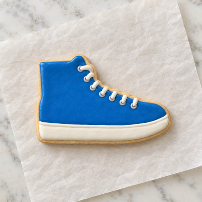 Canvas Sneaker Cookie Cutter (decorated cookie mockup)