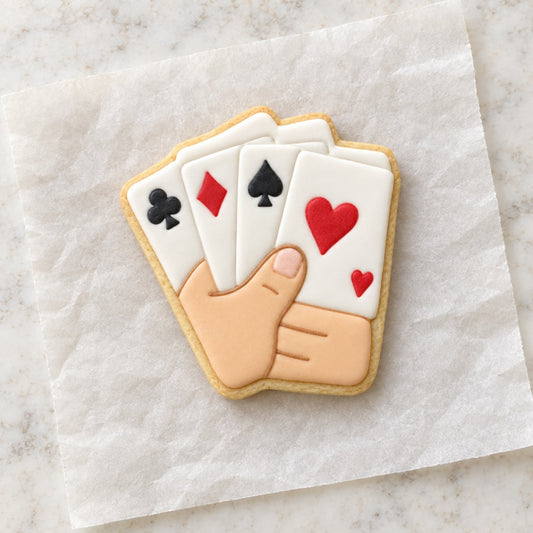 Card Hands Outline Cookie Cutter (decorated cookie mockup)
